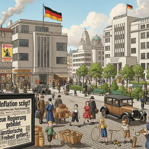 Life in Germany during the Weimar Republic: A Historic Urban Scene