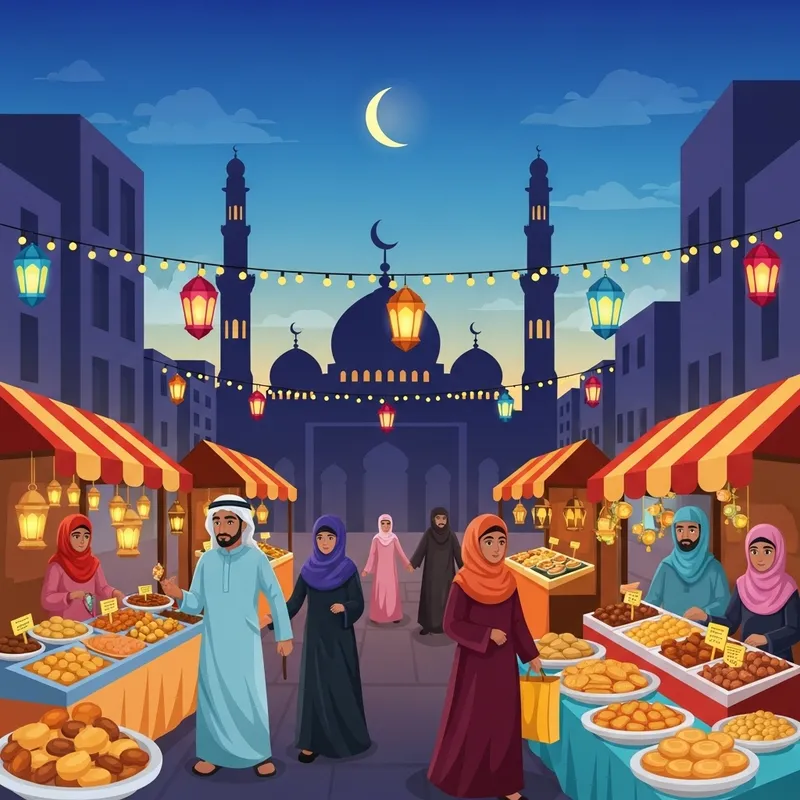 Celebrating Ramadan: A Vibrant Evening Cityscape