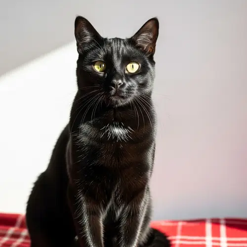 Black Short-Haired Domestic Cat | Curious Yellow-Eyed Feline
