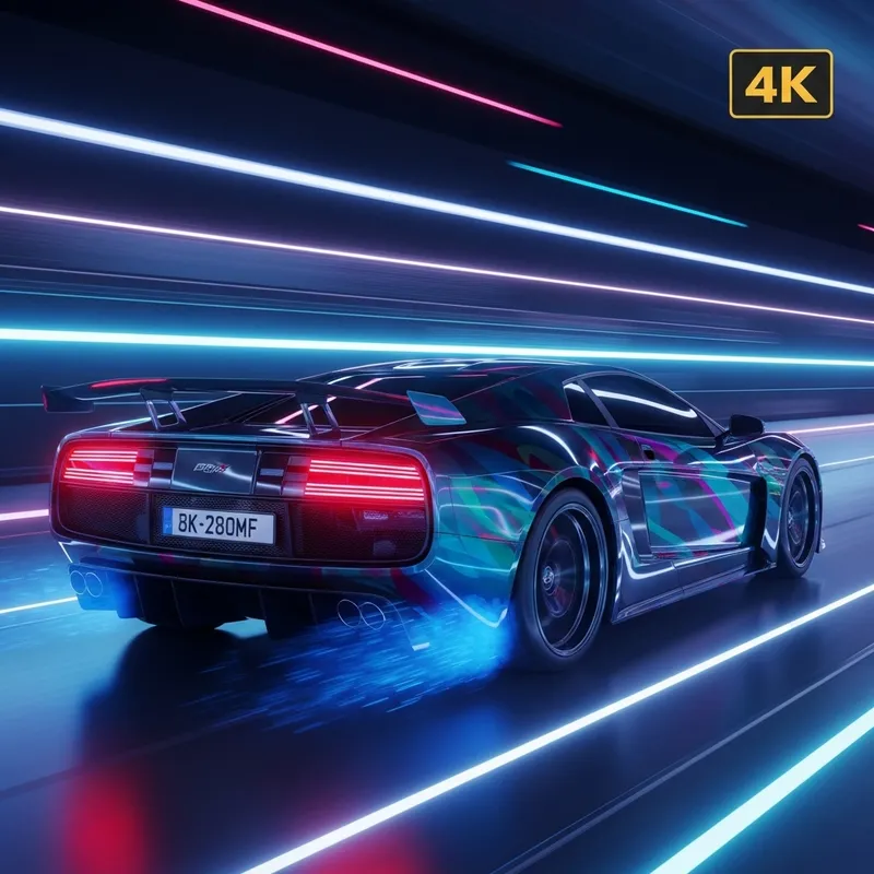 Futuristic Neon Sports Car Transformation - Digital Masterpiece