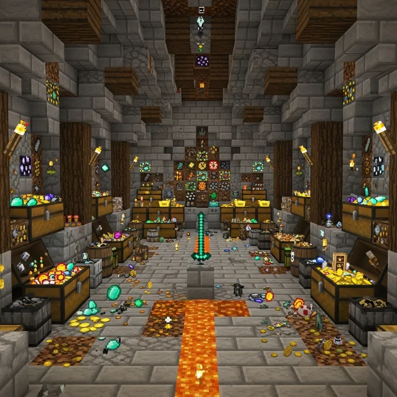 Spacious Minecraft Treasure Vault - Stone & Wood Design Spacious Minecraft Treasure Vault - Stone & Wood Design