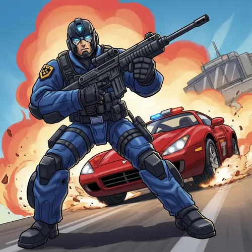 Dynamic LEGO SWAT Officer Minifigure Art