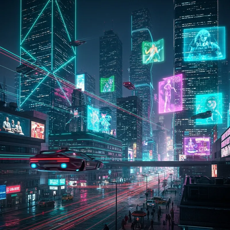 Neon Cyberpunk Cityscape | Vibrant Night Scene with Flying Cars