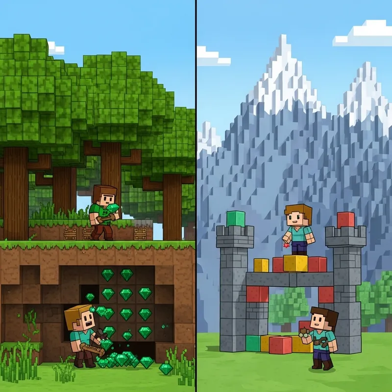 Minecraft Split Screen Gaming: Forest Mining & Fortress Building