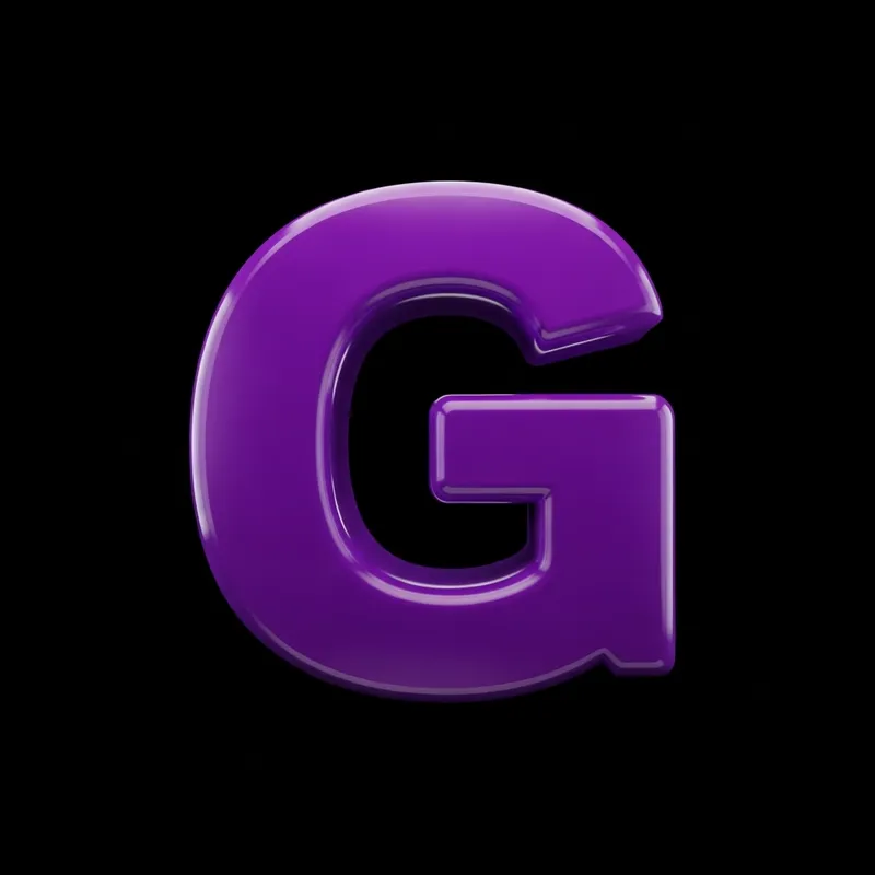 Purple and White Letter 'G' on Black Background