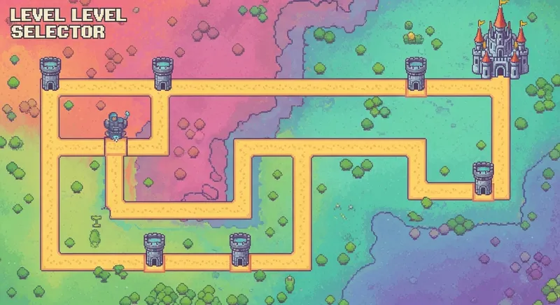 Vintage Pixelated Level Selector Map Design