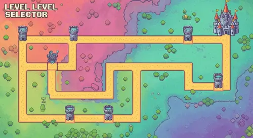 Vintage Pixelated Level Selector Map Design