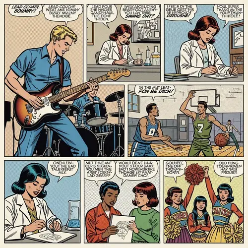 Vintage Comic Book Teenage Drama - High School Adventures