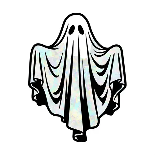 Black and White Ghost Stencil with Holographic Interior