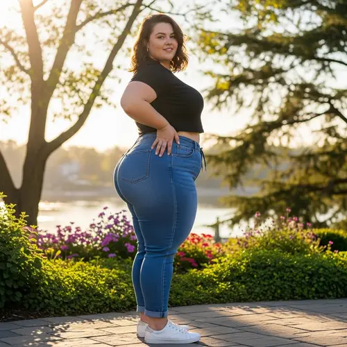Confident Plus-Size Woman Embracing Her Curves