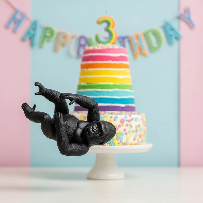 Gorilla Gymnastics & Rainbow Cake for 3-Year-Old Parties