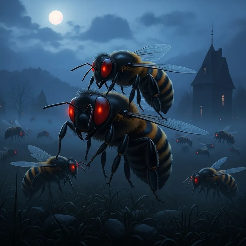 Creepy Bees: A Spooky Illustration