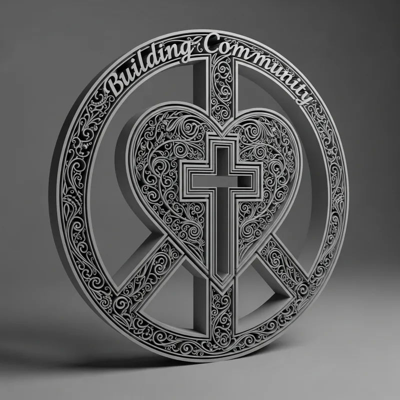 Peace Symbol with Heart and Cross | Building Community Peace Symbol with Heart and Cross | Building Community