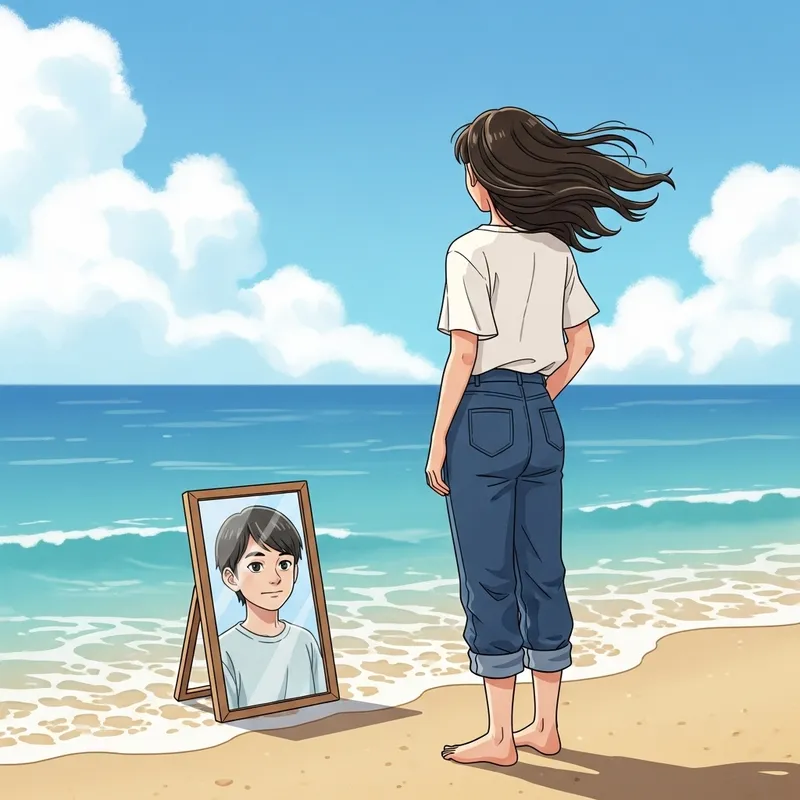 Summer Transformation: Personal Growth Inspiring Beach Illustration Summer Transformation: Personal Growth Inspiring Beach Illustration