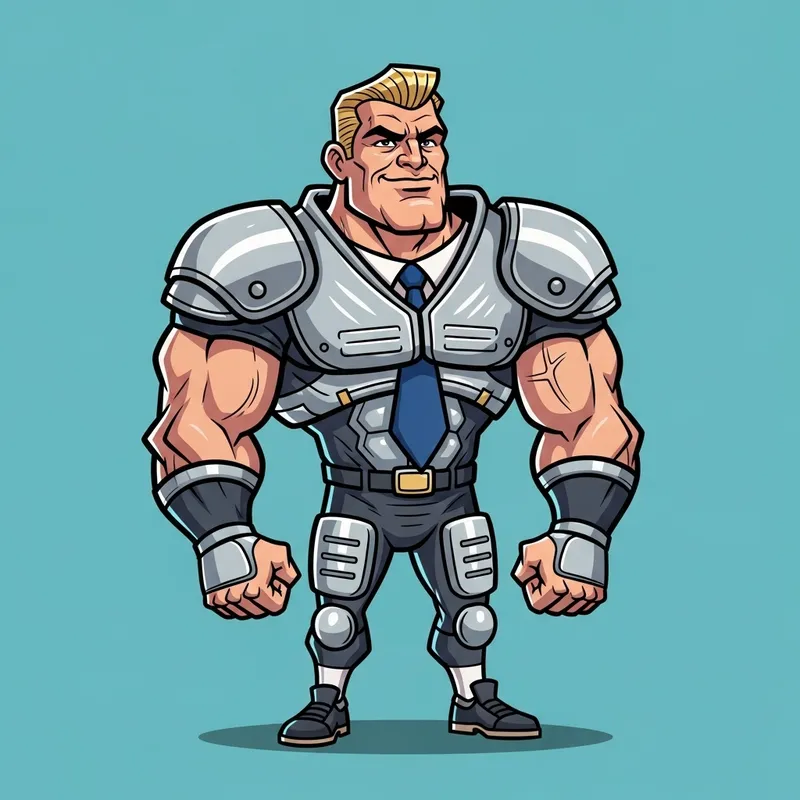 Cartoon Trump in Football Pads - Fox NFL Style Athlete Portrait
