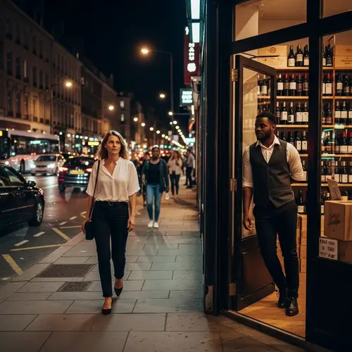 Bustling City Scene: Radiant Woman Captures Attention