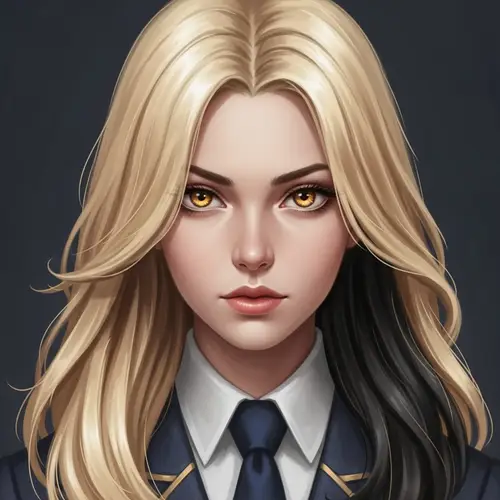 Captivating Blonde Girl with Golden Eyes - Unique and Distinctive Image