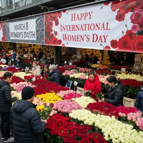 International Women's Day Rose Sale | March 8 Market Display