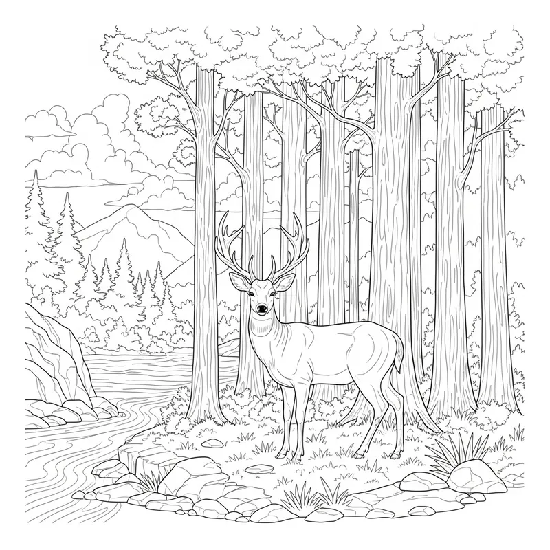 Serene Deer Coloring Page for Relaxation