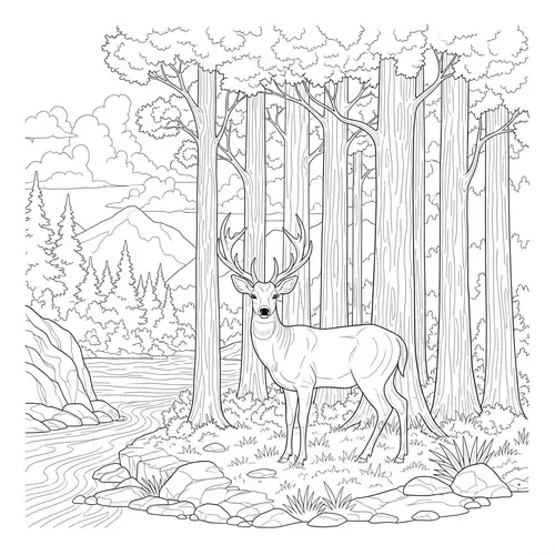 Serene Deer Coloring Page for Relaxation