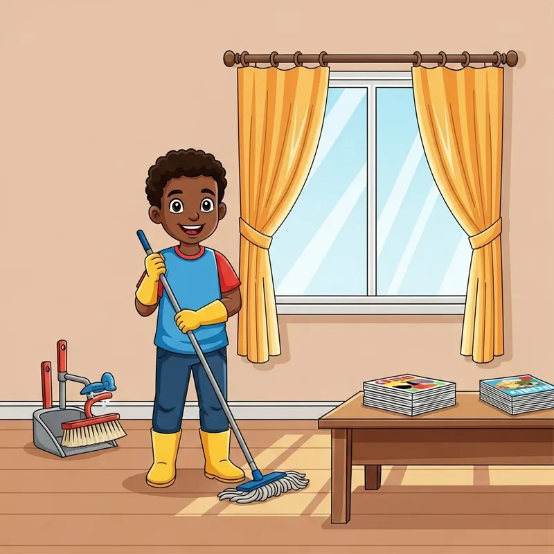 Boy Cleaning Room - Tidying Up Before His Mother Came Back