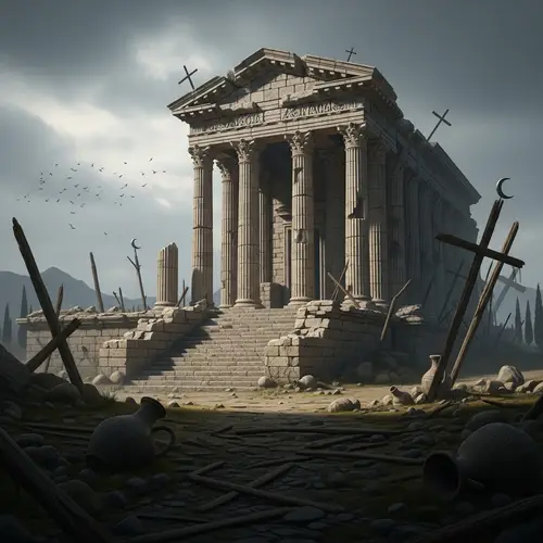 Ancient Temple in Ruins: Religious Turmoil Symbolized