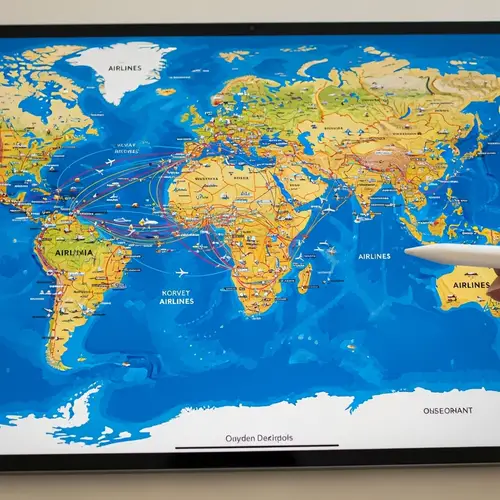 Detailed and Vibrant International Flight Route Map