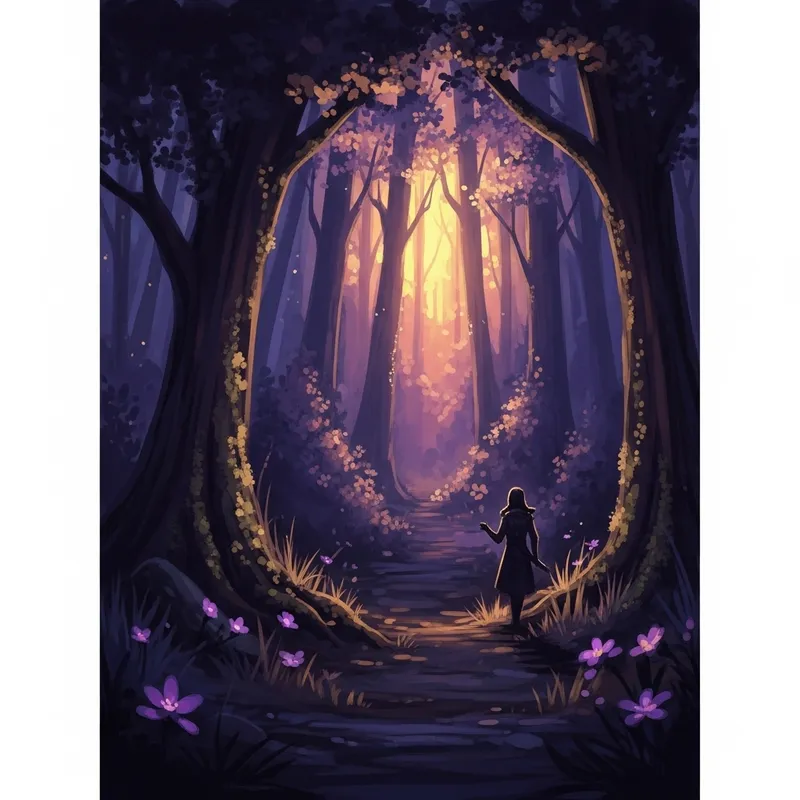 Fantasy Forest Dusk in Purple & Gold