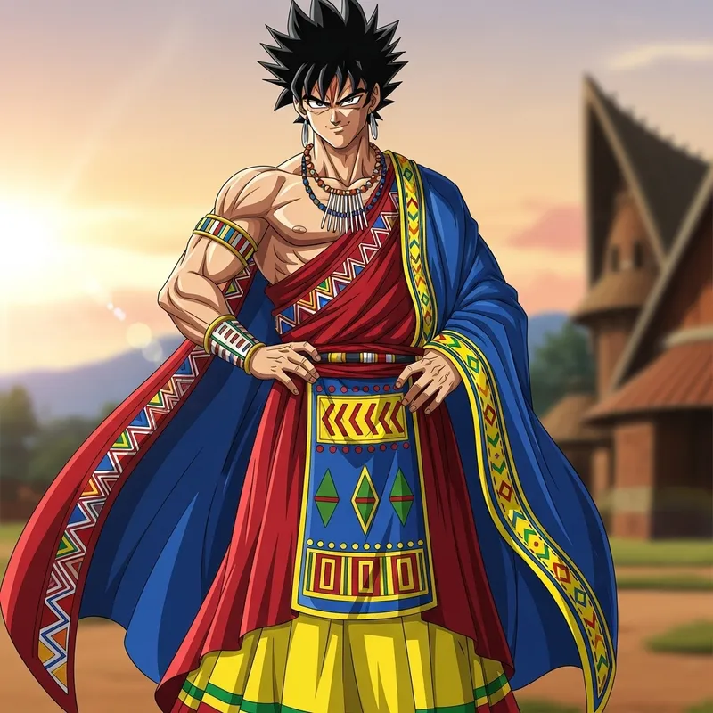 Muscular Male Character in Tutsi Traditional Attire