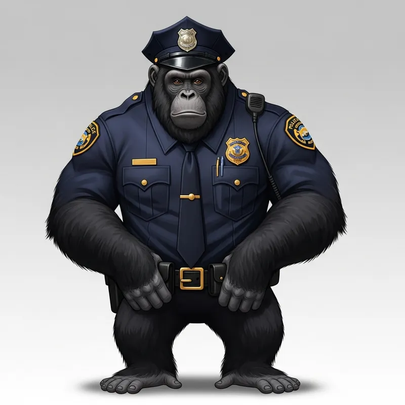 Giant Black Police Monkey in Uniform | Law Enforcement