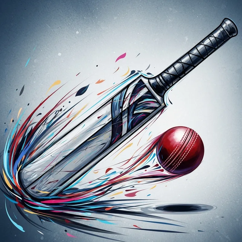 Abstract Cricket Bat & Ball Painting - Dynamic Artistry