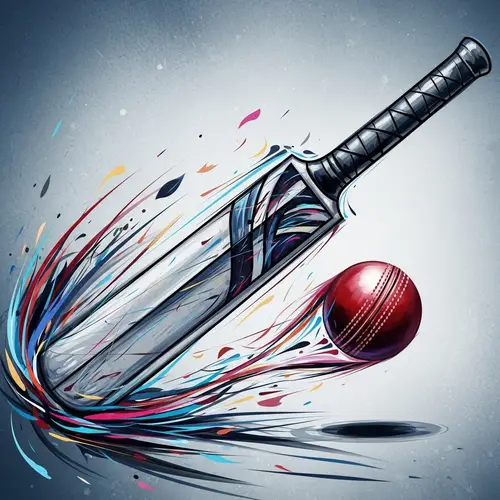 Abstract Cricket Bat and Ball Painting - Capturing the Excitement