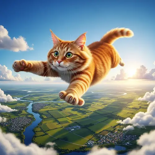 Cat Flying in the Sky - Un Gato Volando
