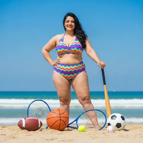 Empowering South Asian Woman Embracing Sports on Beach