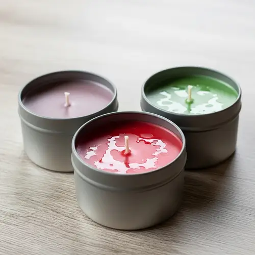Set of 3 Vintage Tin Container Candles