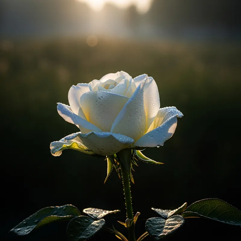 White Rose Bathed in Golden Light - Stunning View