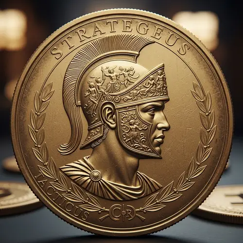 Male Roman Military Strategist Carved Cryptocurrency Coin Design