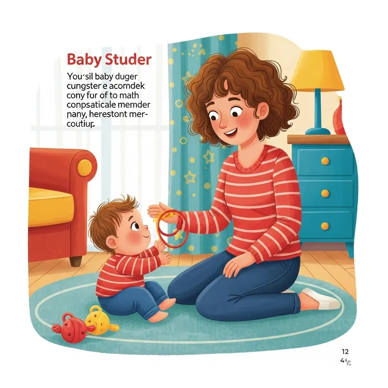 Joyful Babysitter Playing with Cute Child | Whimsical Kids Book Illustration
