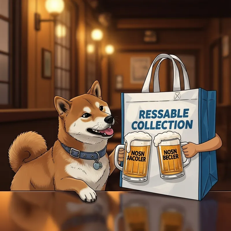 Shiba Inu and GVÖ Collection Bag Enjoying Beer at Pub