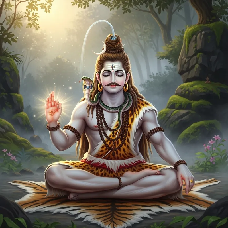 Lord Shiva Meditating with Vibrant Brilliance Lord Shiva Meditating with Vibrant Brilliance