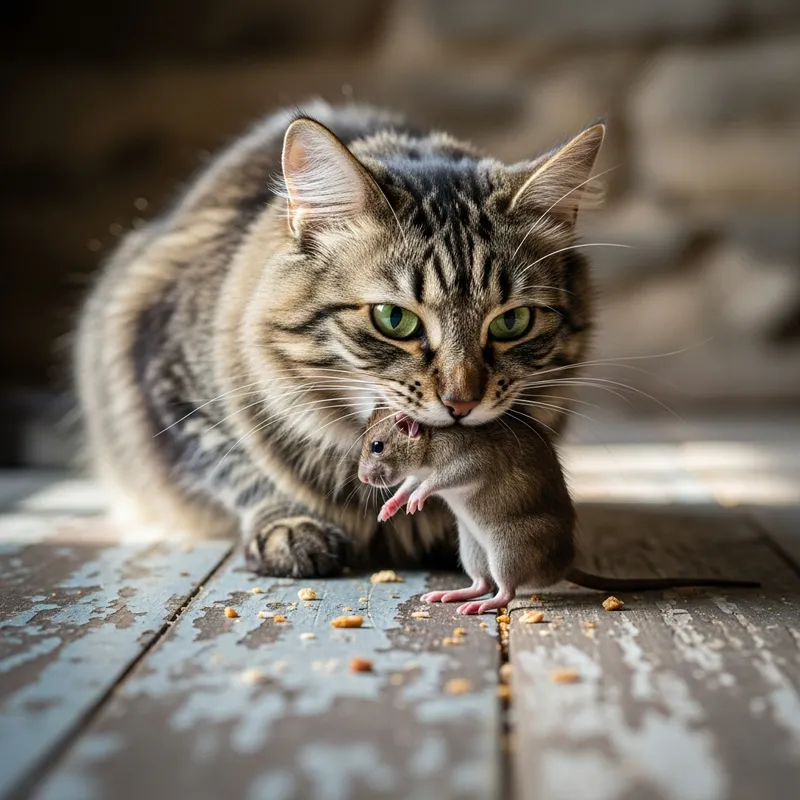 Cat Eating a Rat: Nature's Hunting Skills