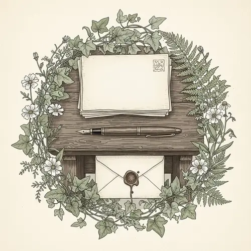 Vintage Botanical Stationery Illustration