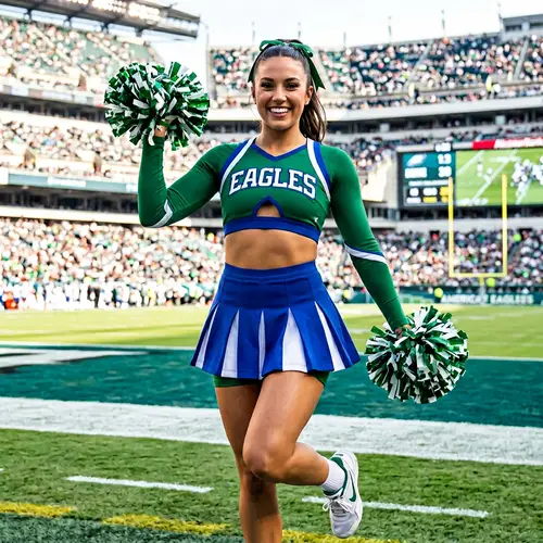 Vibrant Cheerleader Model in Dynamic Pose