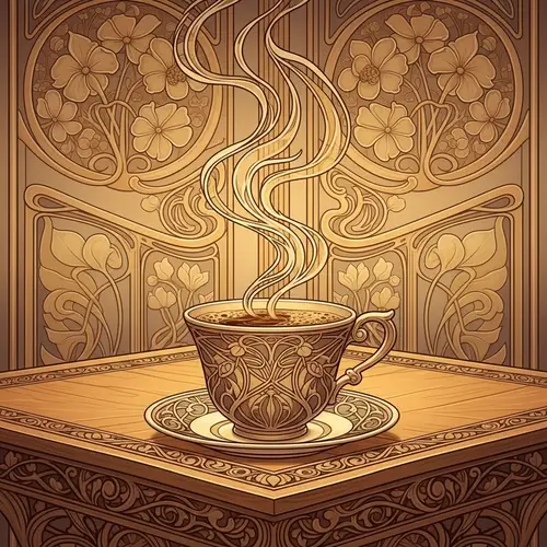 Elegant Art Nouveau Coffee Scene