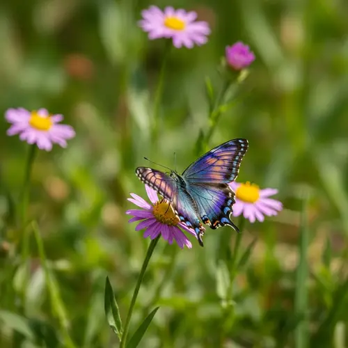 Vibrant Butterfly in Flourishing Meadow | Tranquil Summer Scene