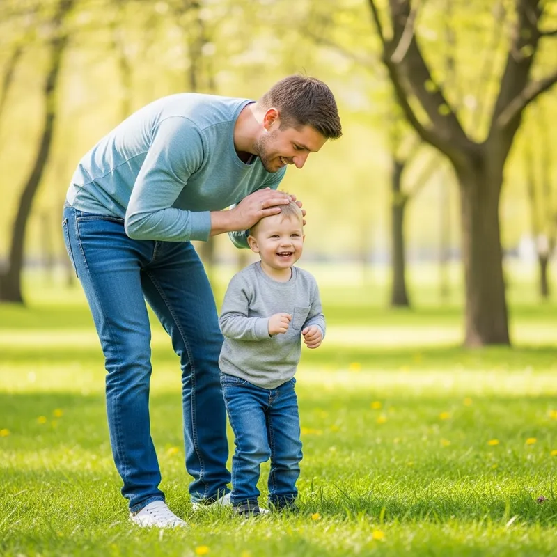 Man Bonding with Son in Sunlit Park | Heartwarming Family Moment Man Bonding with Son in Sunlit Park | Heartwarming Family Moment