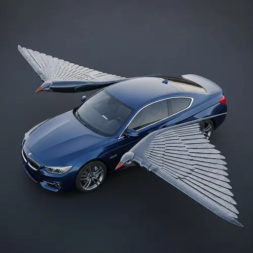 Sleek Blue Car Inspired by Nature's Flyers | Innovative Transportation Design