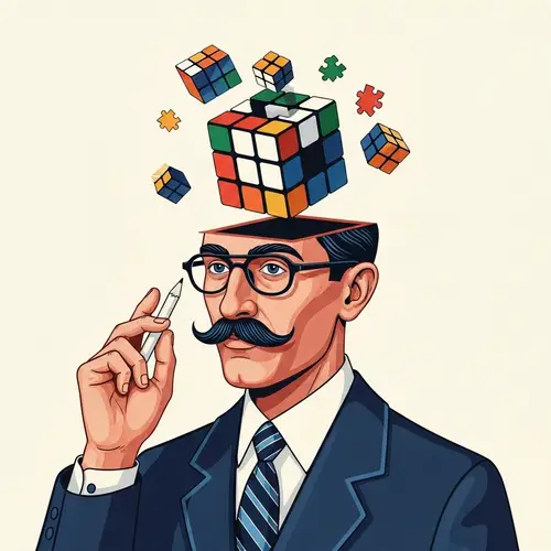 Vibrant Illustration of Rubik's Cube Creator | Surrealism Style