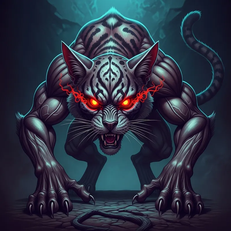 Vibrant Demonic Cat with Glowing Red Eyes | Supernatural-Inspired Vibrant Demonic Cat with Glowing Red Eyes | Supernatural-Inspired