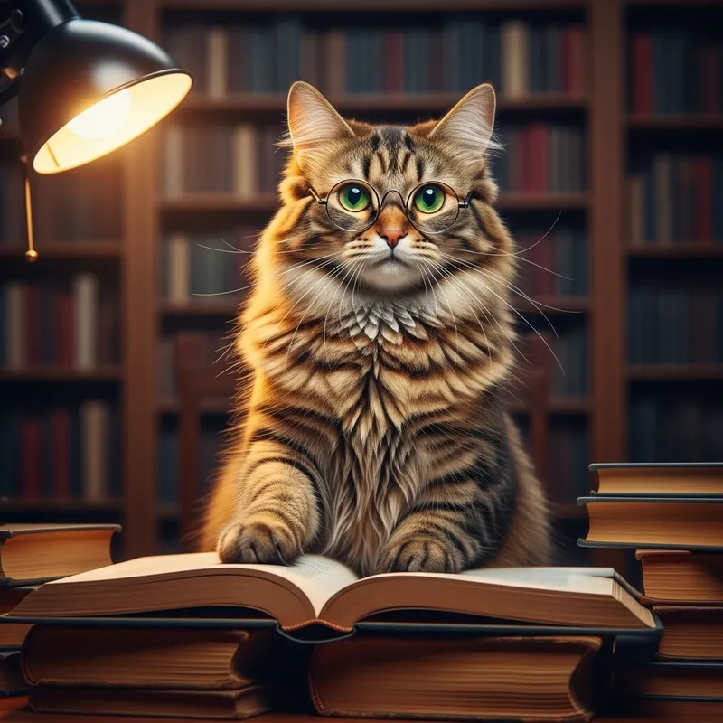 Glasses-Wearing Cat - Adorable Feline in Eyewear